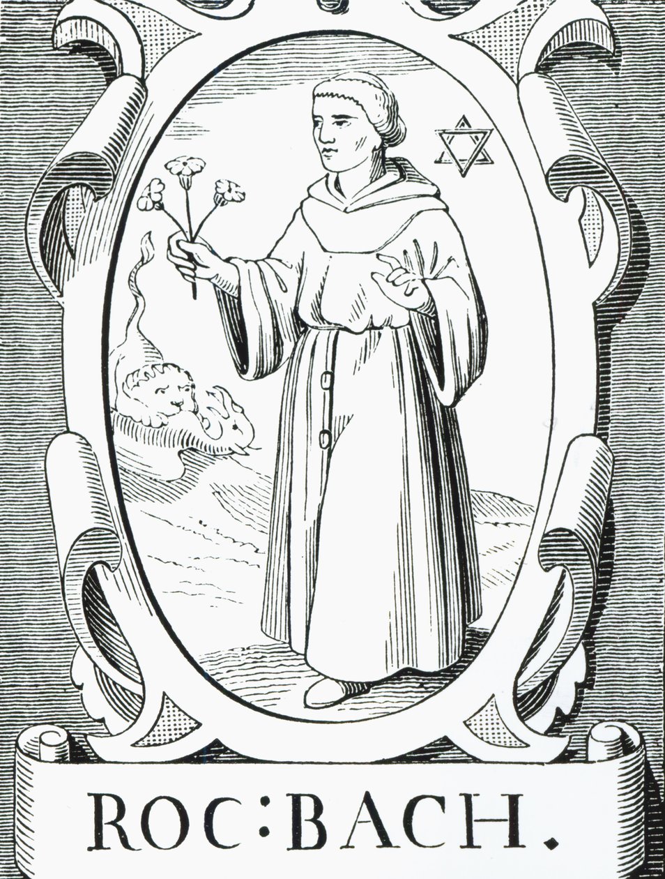 Portret Rogera Bacona (ok. 1220-92), ilustracja z nauki i literatury w średniowieczu i renesansie, napisana i rytowana przez Paula Lacroix, 1878 autorstwa English School