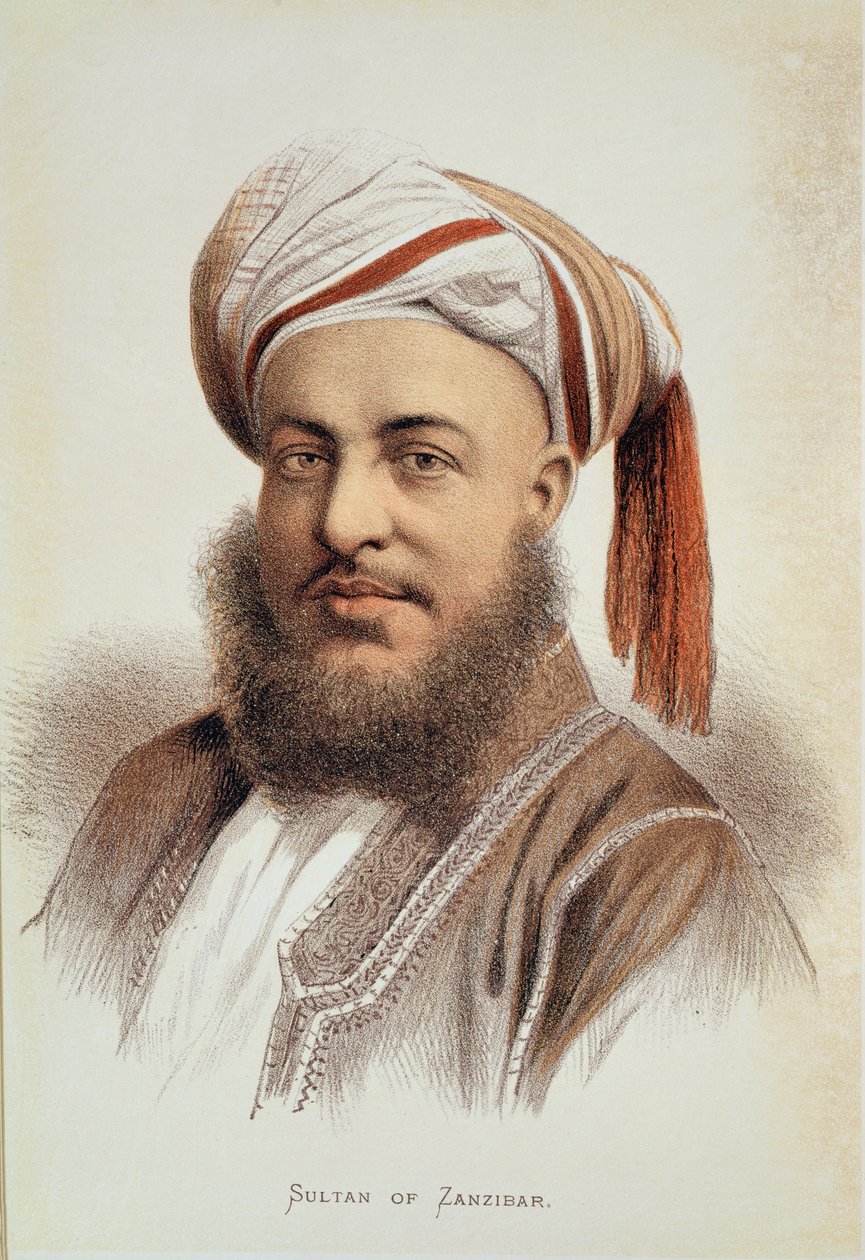 Portret Sayyida Barghasha (ok. 1834-88), sułtana Zanzibaru (litografia kolorowa) autorstwa English School