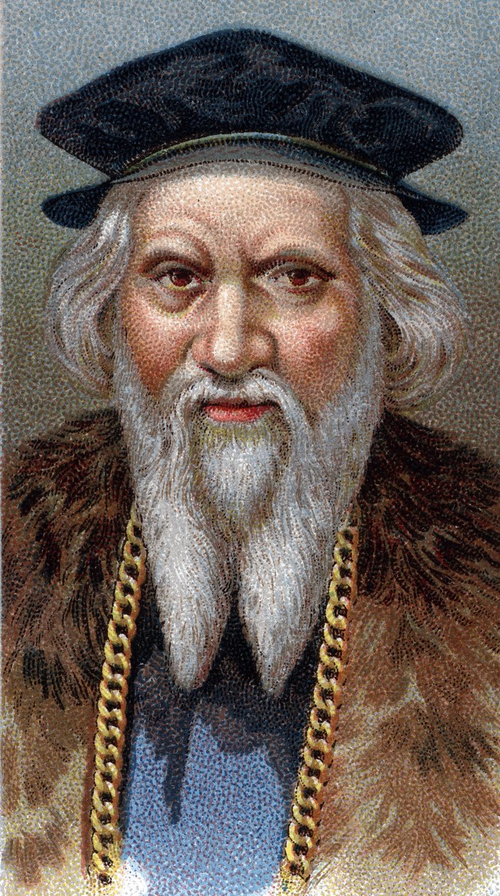 Portret Sebastiano Caboto (Sebastien Cabot) (Sebastian) (1477-1557) - Z serii „”Przywódcy ludzi”” - Chromolitografia - Szkoła angielska, XX wiek - autorstwa English School