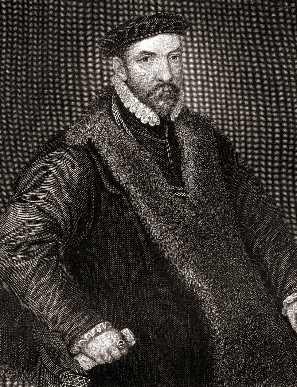 Portret Sir Nicholasa Bacona (1510-1579) z Lodges British Portraits, 1823 autorstwa English School