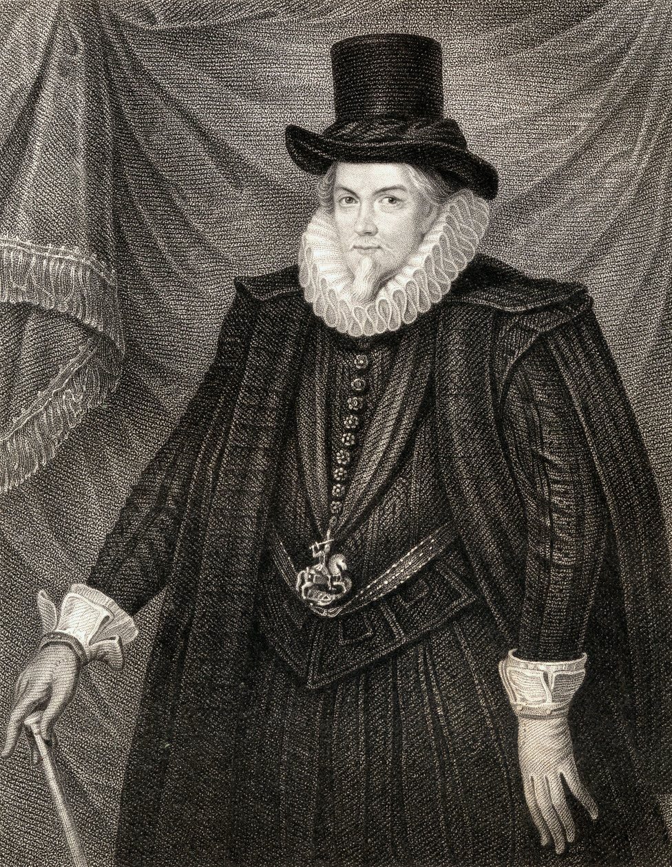 Portret Thomasa Cecila, 1. hrabiego Exeter, z Lodges British Portraits, 1823 autorstwa English School