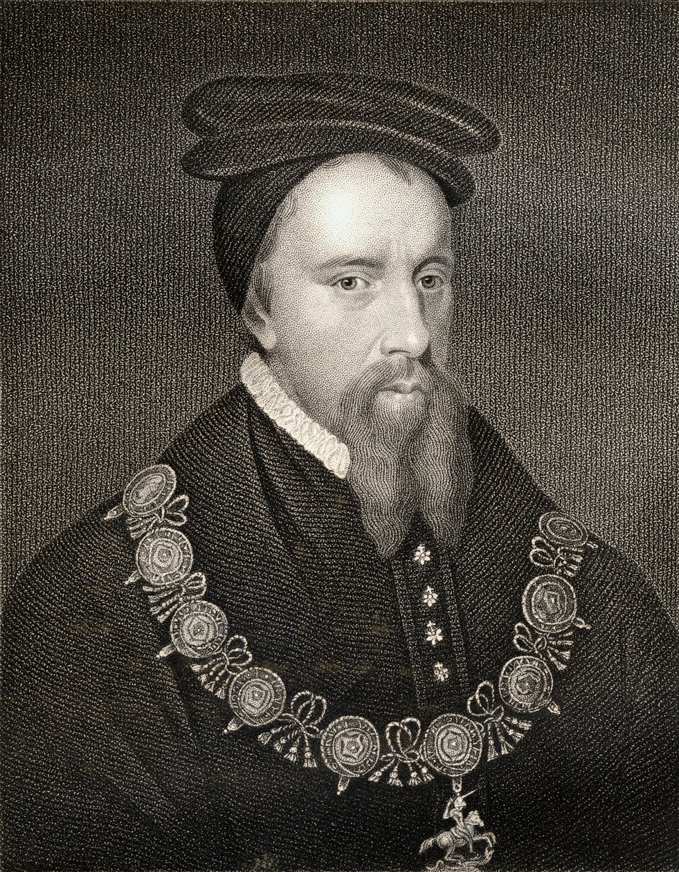 Portret Thomasa Stanleya (1435-1504) 1. hrabiego Derby, z Lodges British Portraits, 1823 autorstwa English School