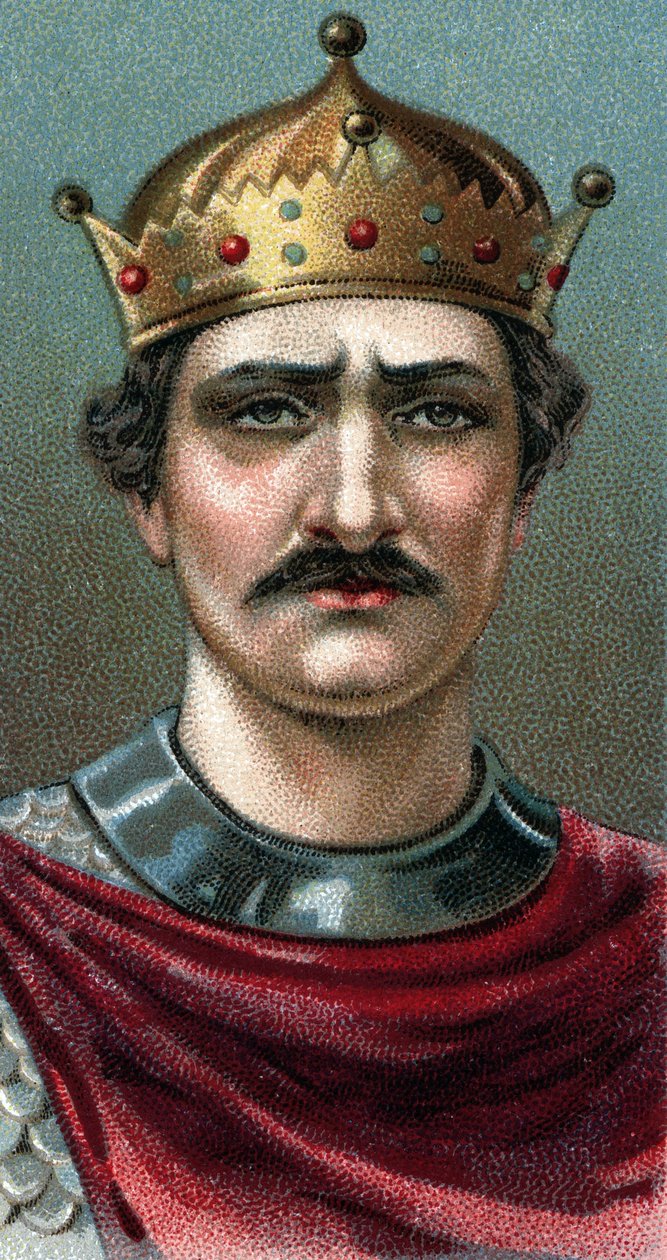 Portret Wilhelma I Zdobywcy (1027-1087), księcia Normandii i pierwszego króla Anglii normańskiego - Z serii „Przywódcy ludzi”” - Chromolitografia - Szkoła angielska, XX wiek - autorstwa English School