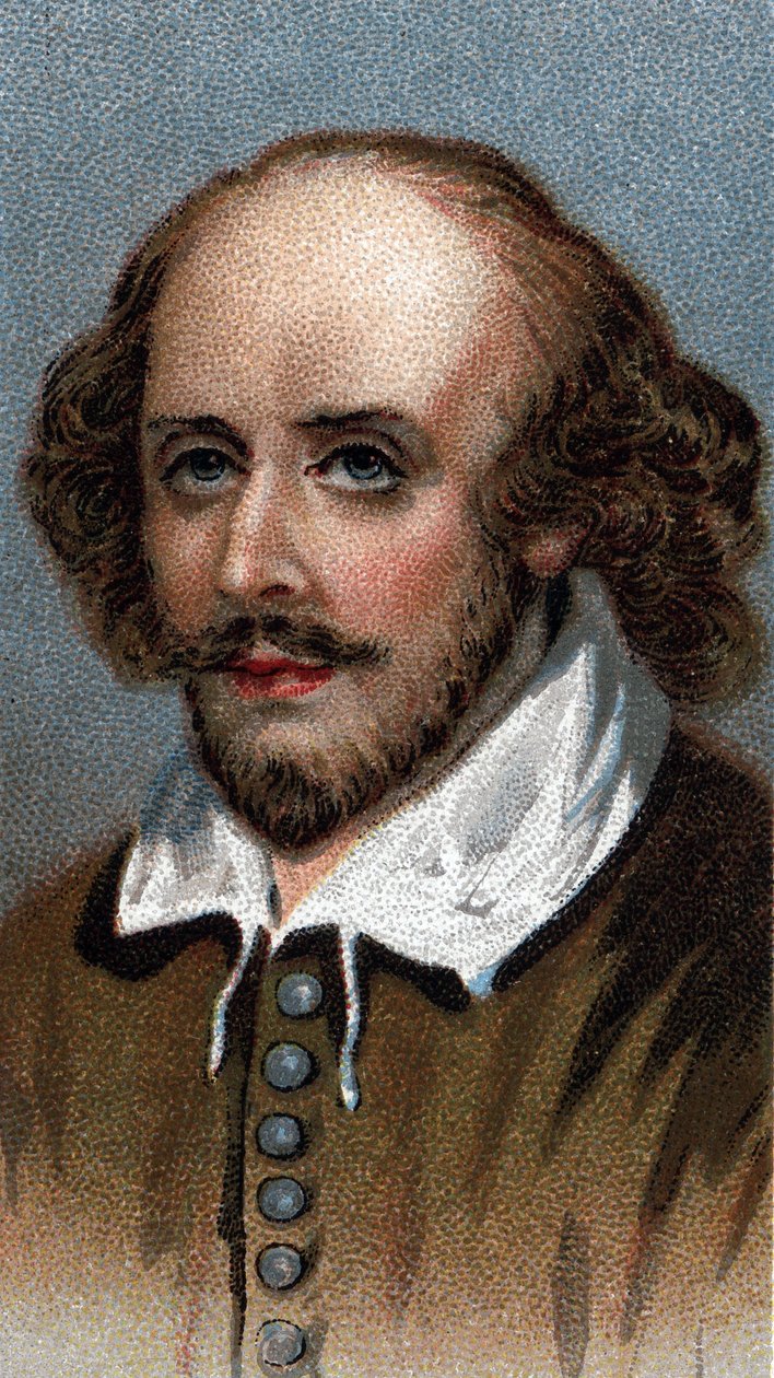 Portret Williama Szekspira, angielskiego dramaturga - Z serii „Liderzy ludzi”” - Chromolitografia - Szkoła angielska, XX wiek - autorstwa English School