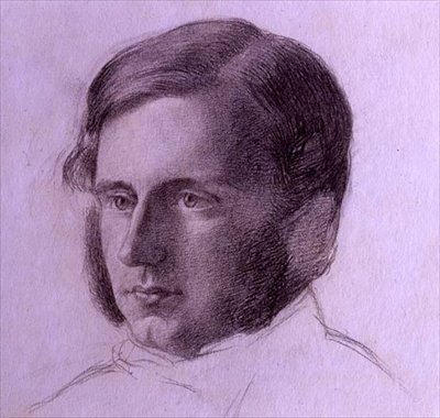 Portret dżentelmena, ok. 1840 (czarna kreda na papierze) autorstwa English School
