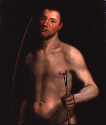 Portret mężczyzny jako św. Sebastian, ok. 1554-60 (olej na desce) autorstwa English School