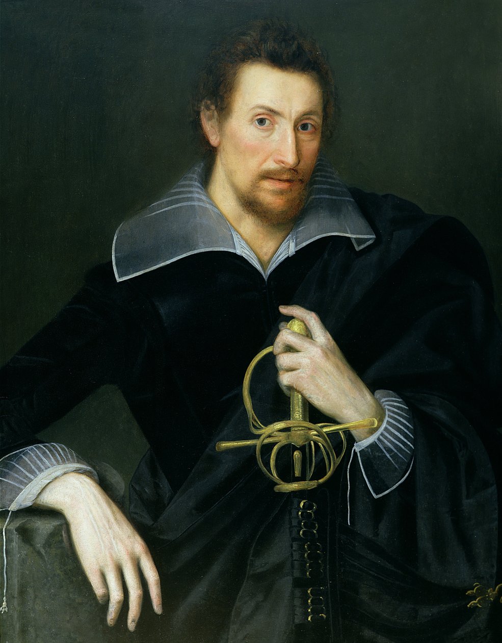 Portret mężczyzny z mieczem autorstwa English School