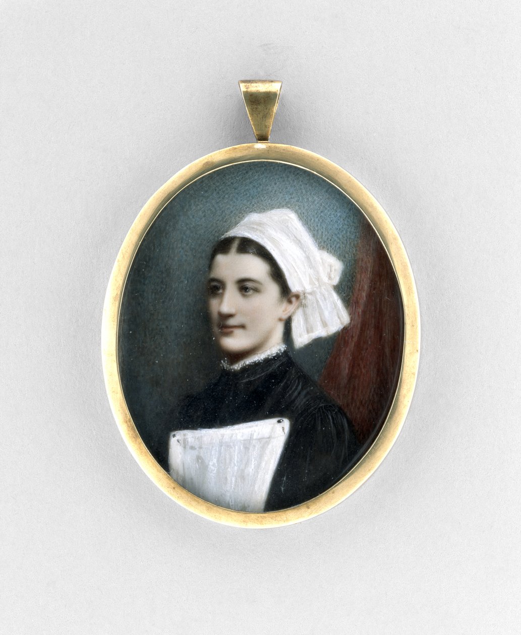 Portret pielęgniarki, ok. 1840 (akwarela na kości słoniowej, złoceniach i szkle) autorstwa English School
