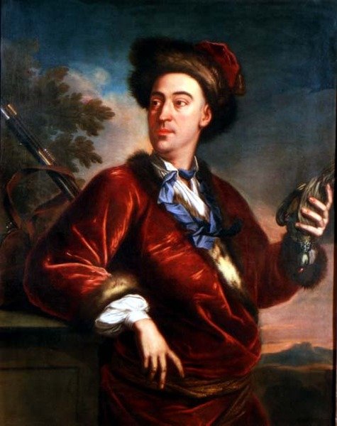 Portret dżentelmena trzymającego martwego ptaka autorstwa English School