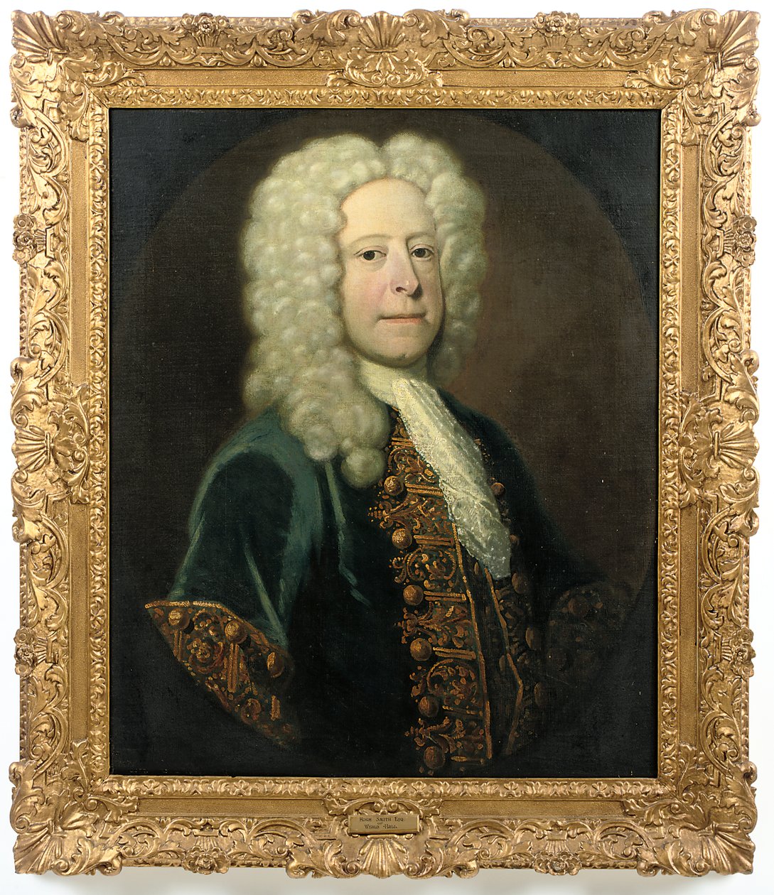 Portret dżentelmena, tradycyjnie identyfikowanego jako Hugh Smith z Weald Hall, szeryfa Essex (olej na płótnie) (para do 469083) autorstwa English School