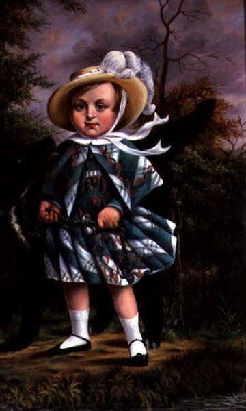 Portret dziecka z czarnym psem, ok.1830 autorstwa English School
