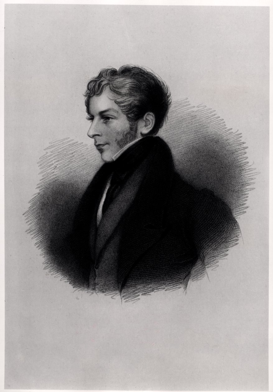 Portret hrabiego Clare, z ilustracji do życia i dzieł Lorda Byrona, tom II, autorstwa E.F.Fuden, 1833-34 autorstwa English School