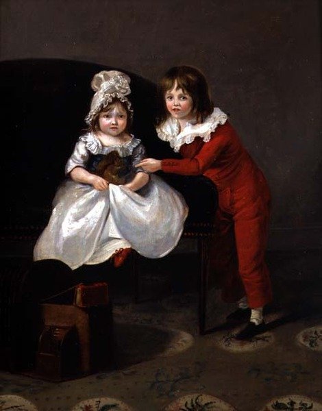 Portret dwojga dzieci z wiewiórką, ok. 1800 autorstwa English School