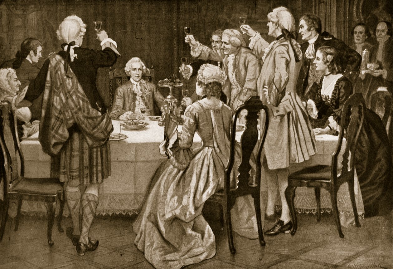 Książę Karol Edward w Holyrood, ilustracja z Hutchinsons Story of the British Nation, ok. 1923 autorstwa English School