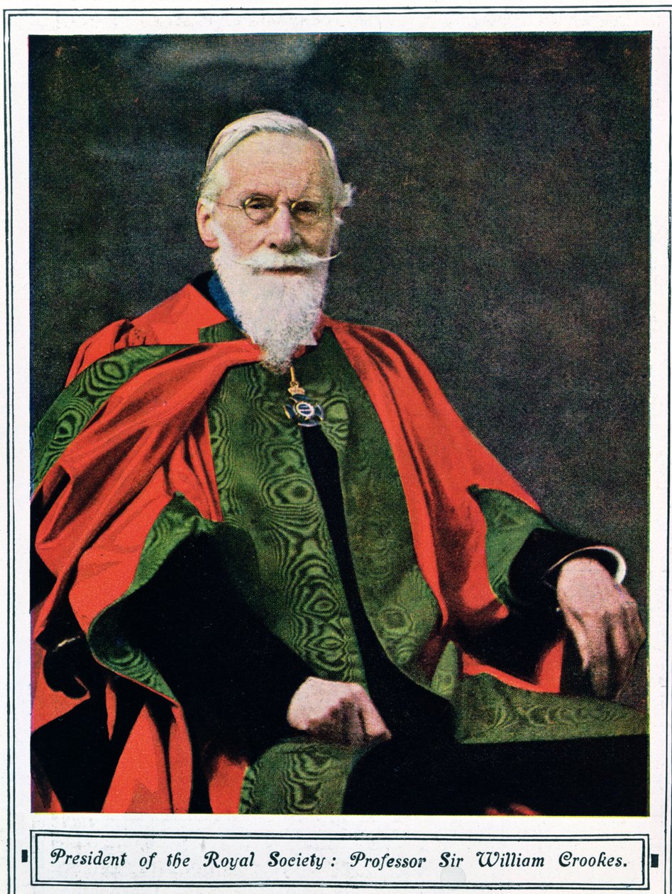 Profesor Sir William Crookes (1832-1919) z Illustrated London News, maj 1914 autorstwa English School