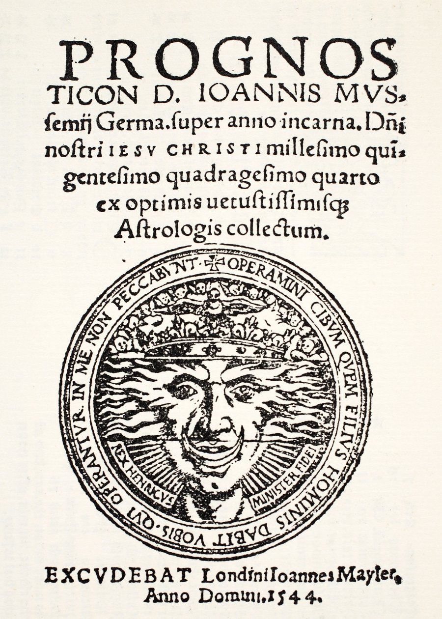 Prognozy na rok 1544, Jo. Mussemius, druk J. Mayler, 1544 autorstwa English School