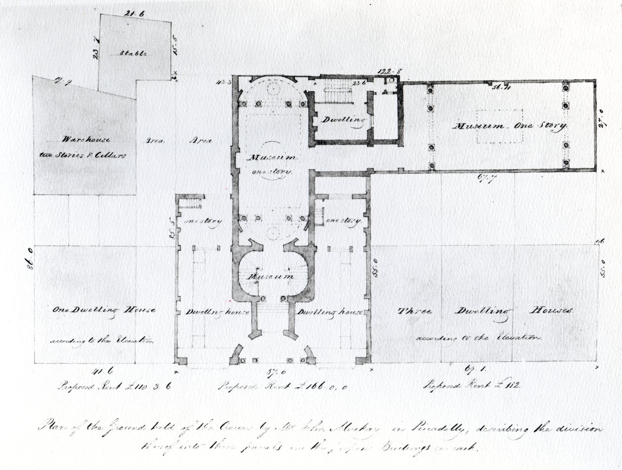 Proponowany plan sali egipskiej, Picadilly, 1810 (atrament na papierze) autorstwa English School