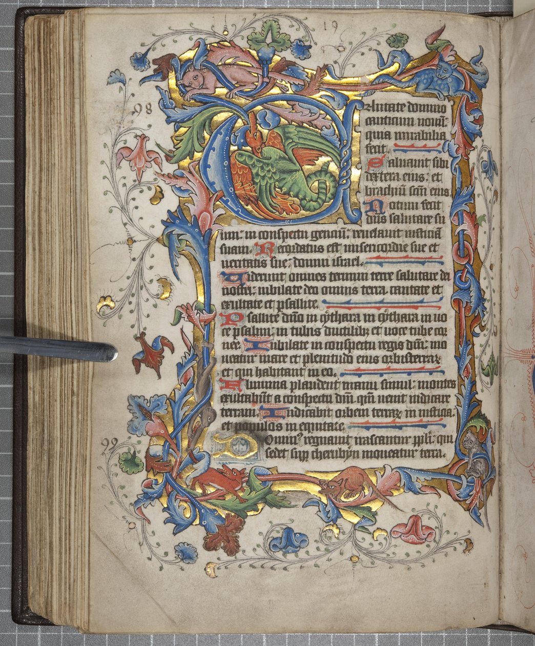 Psałterz z kalendarzem Sarum use, Fol 72 verso, ok. 1425-75 (tusz, farba i złoto na welinie) autorstwa English School