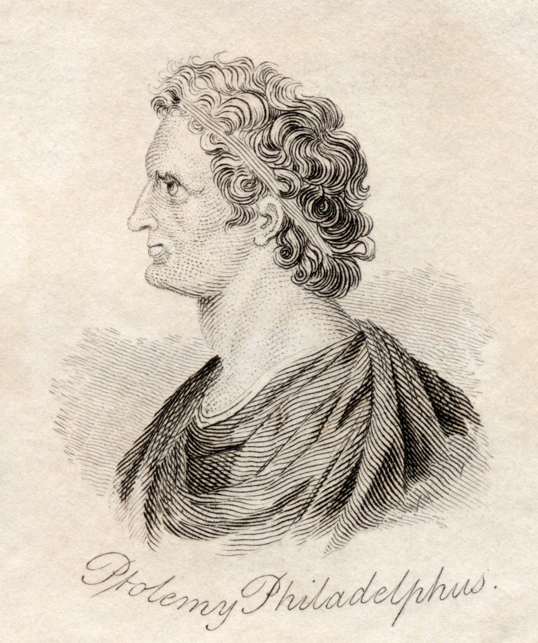 Ptolemeusz II Philadelphus, ze „Słownika historycznego Krabba”, opublikowanego w 1825 r. autorstwa English School