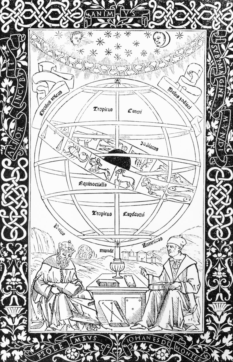 System Ptolemeusza, ilustracja z Nauki i literatury średniowiecza i renesansu, napisana i rytowana przez Paula Lacroix, 1878 autorstwa English School