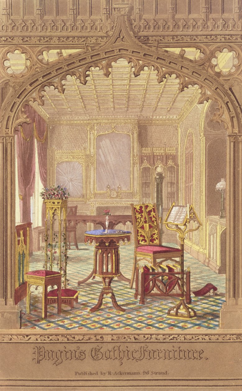 Pugins Gothic Furniture, Augustus Charles Pugin (1762-1832), wyd. R. Ackermann, 1827 autorstwa English School