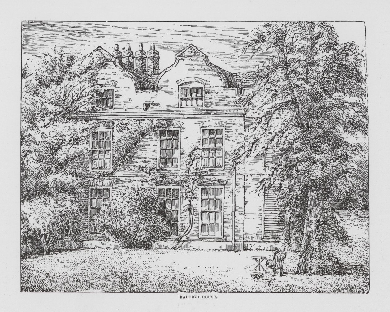 Raleigh House (litografia) autorstwa English School