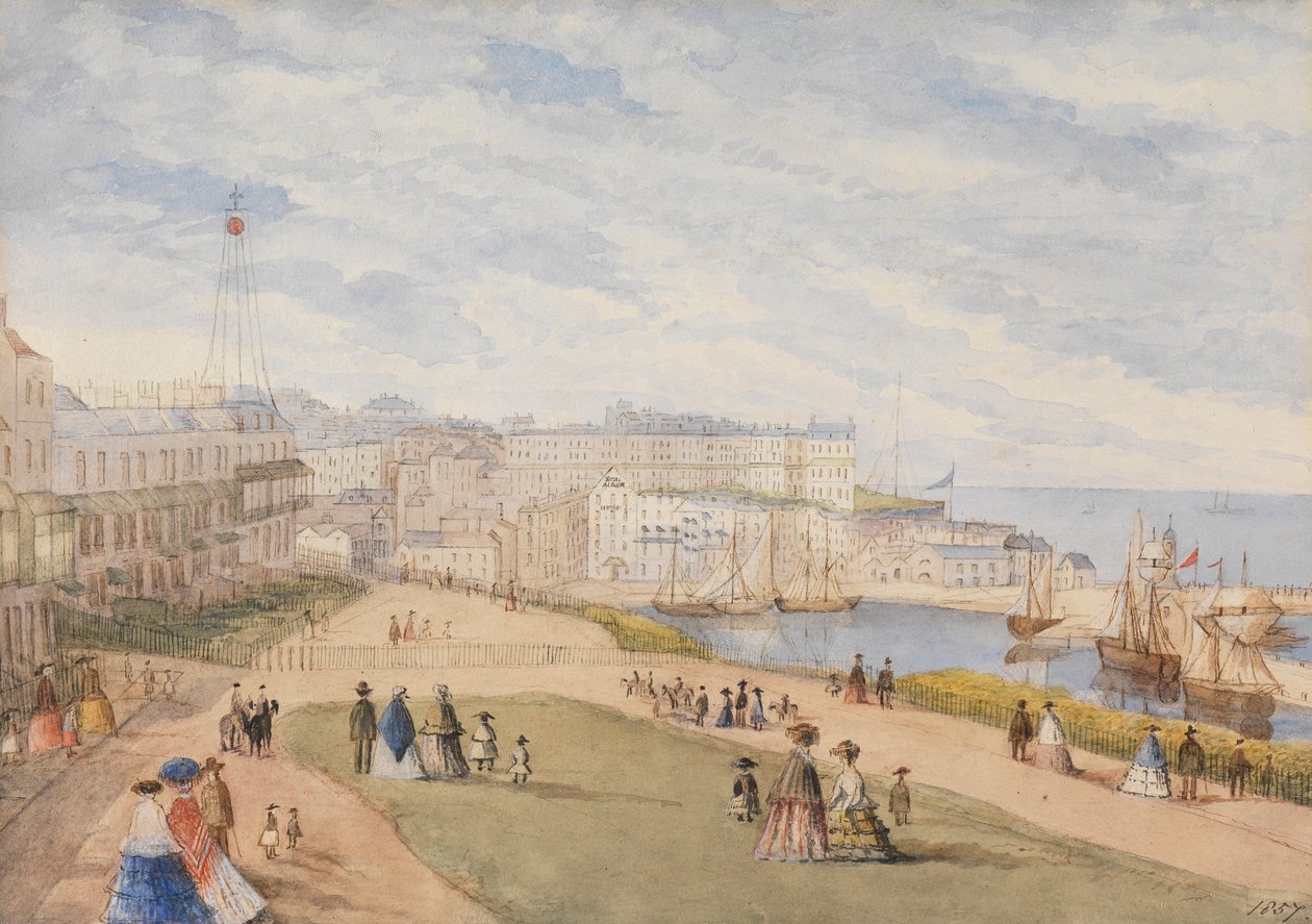Ramsgate, West Cliff, 1857 (wc na papierze) autorstwa English School