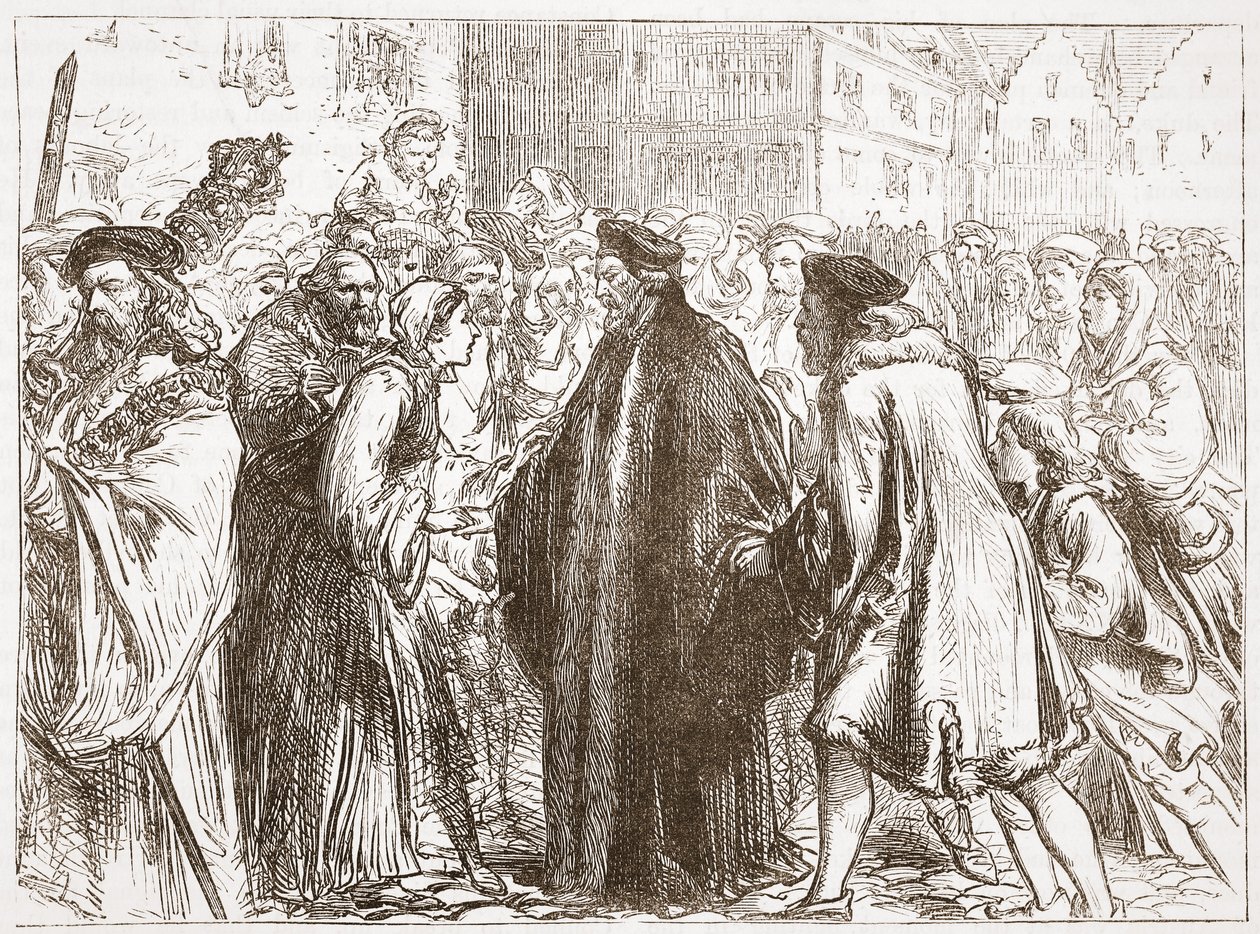 Recepcja Johna Hussa w Norymberdze, ilustracja z Historii protestantyzmu Jamesa Aitkena Wylie (1808-1890), wyd. 1878 autorstwa English School