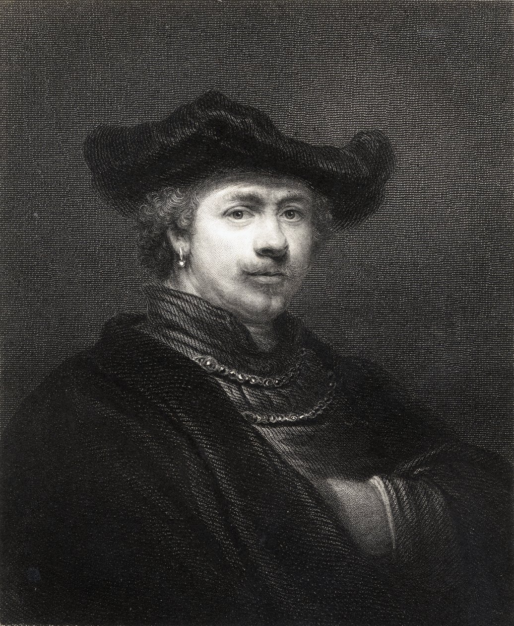 Rembrandt Harmens van Rijn (1606-69) z „Galerii Portretów”, publikacja 1833 autorstwa English School