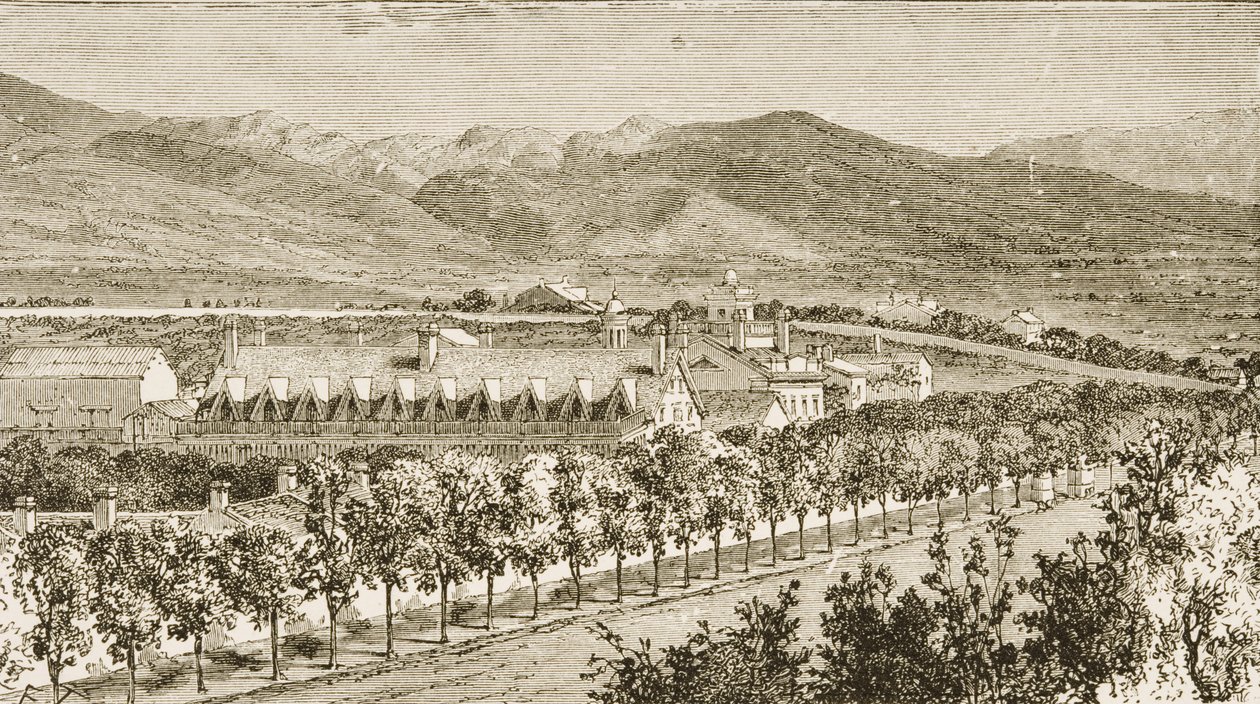 Rezydencja Brighama Younga (1801-77), drugiego prezydenta Kościoła Mormonów, Salt Lake City, Utah, z „American Pictures”, wydanej przez The Religious Tract Society, 1876 autorstwa English School