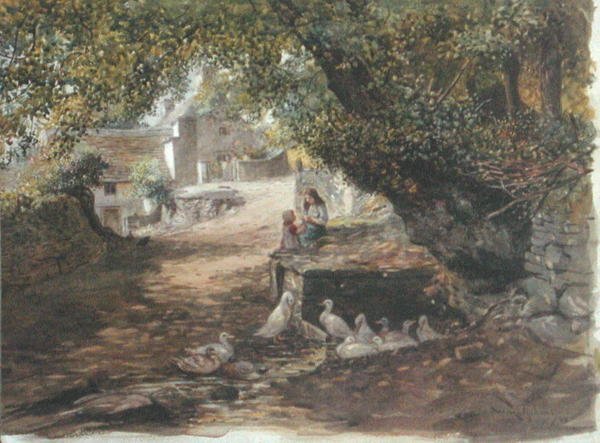 Odpoczynek w cieniu, ok.1880 (akwarela na papierze) autorstwa English School