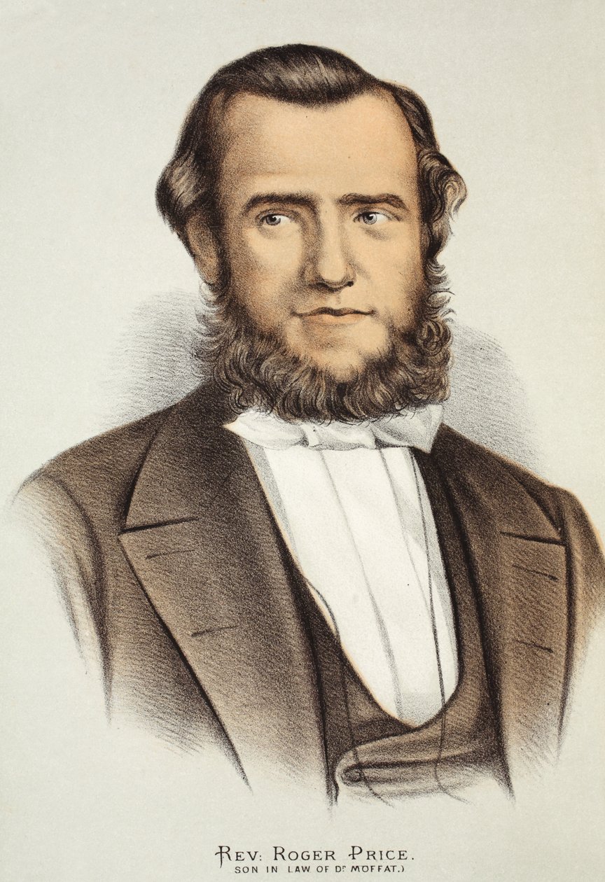 Wielebny Roger Price, ilustracja z The Pictorial Edition of the Life and Discoveries of David Livingstone autorstwa J. Ewing Richie, wyd. przez A. Fullartona & Co., 1876 autorstwa English School