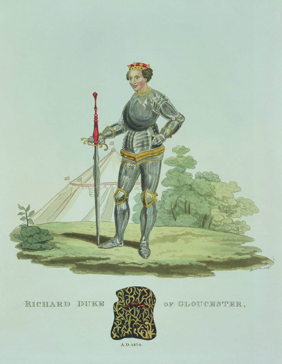 Richard III (1452-85) 1470, grawerowane przez W. Maddocksa, z Ancient Armor Samuela Rusha Meyricka, 1824 autorstwa English School