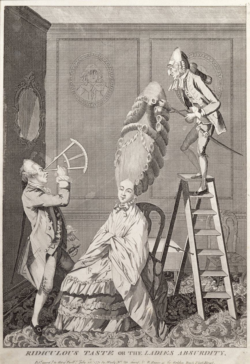 Śmieszny Smak albo Damski Absurd, wyd. A. Darly, Londyn, 1771 autorstwa English School