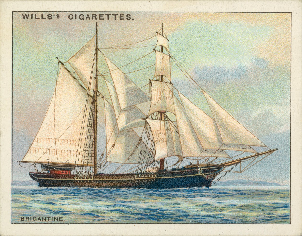 Rigs of Ships: Brygantyna (litografia kolorowa) autorstwa English School