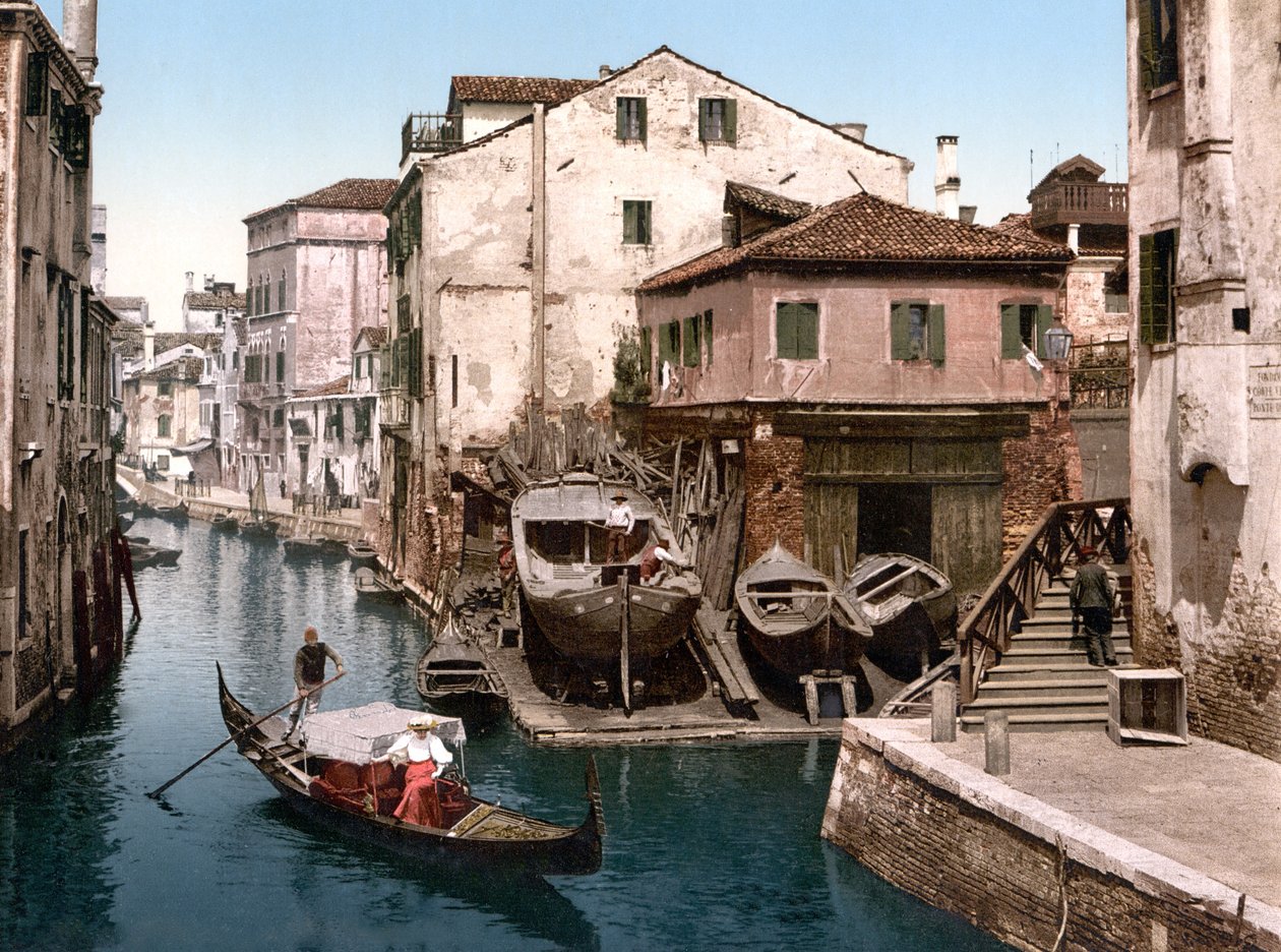 Rio della Botisella, Wenecja (zdjęcie ręcznie kolorowane) autorstwa English School