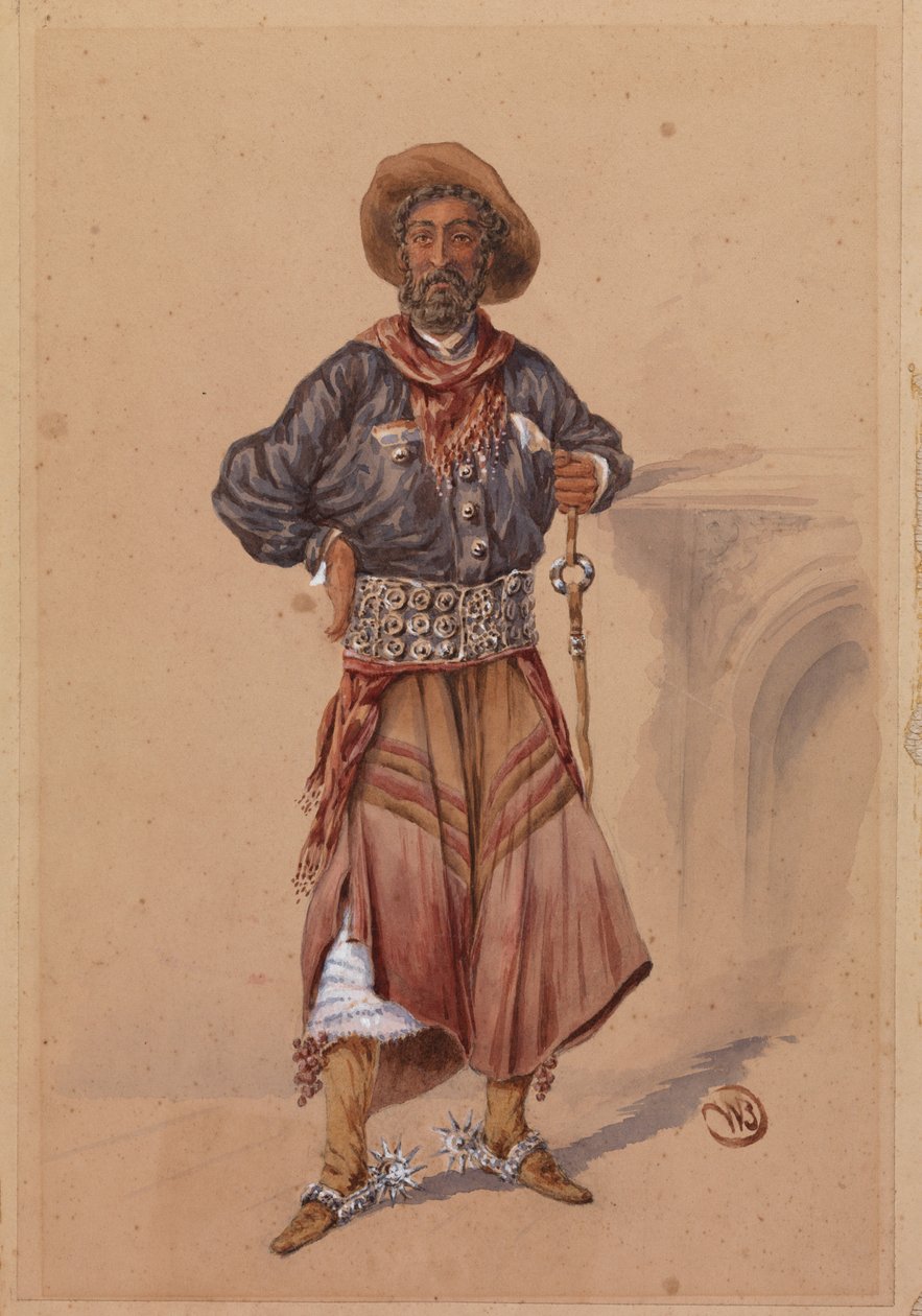 Robert Bontine Cunninghame Graham, ok.1890 (wc na papierze) autorstwa English School