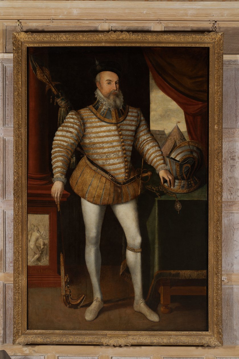 Robert Dudley, hrabia Leicester, ok. 1532-88 (olej na płótnie) autorstwa English School
