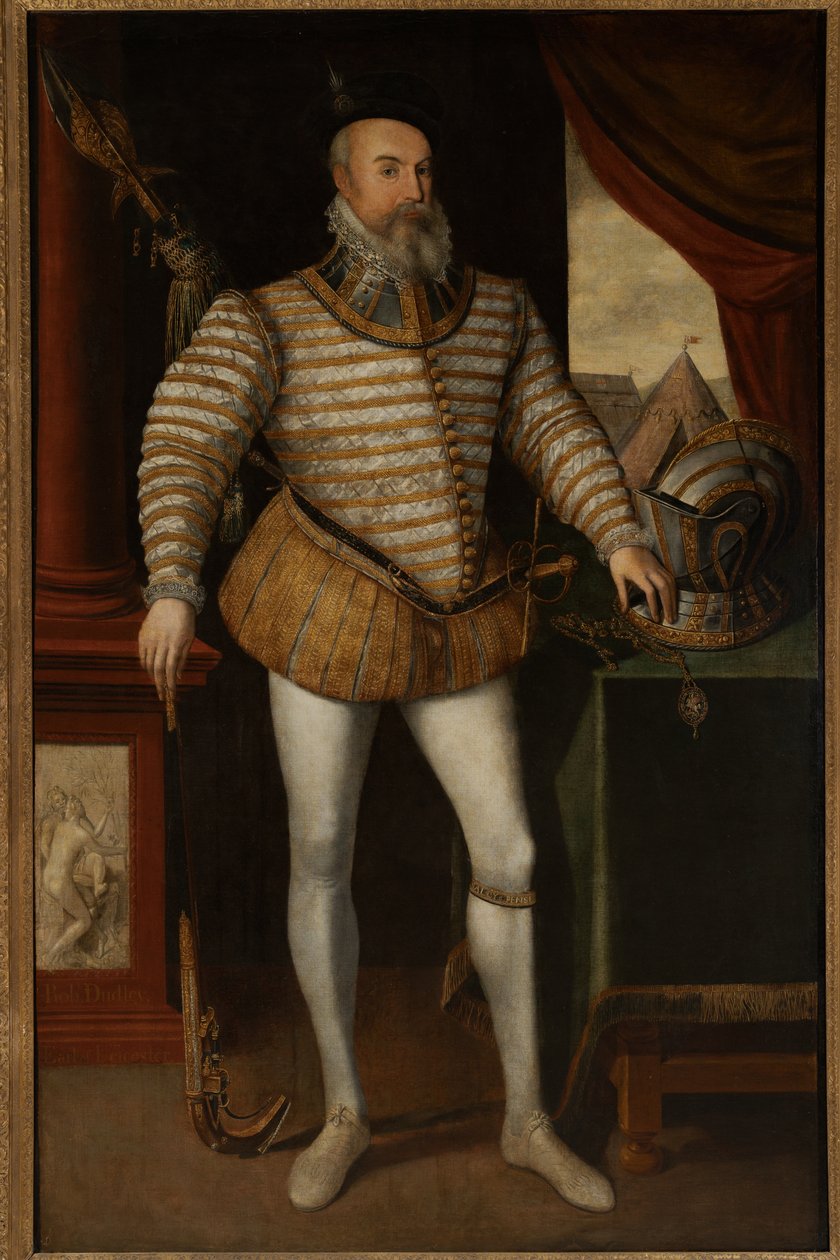 Robert Dudley, hrabia Leicester, ok. 1532-88 (olej na płótnie) autorstwa English School