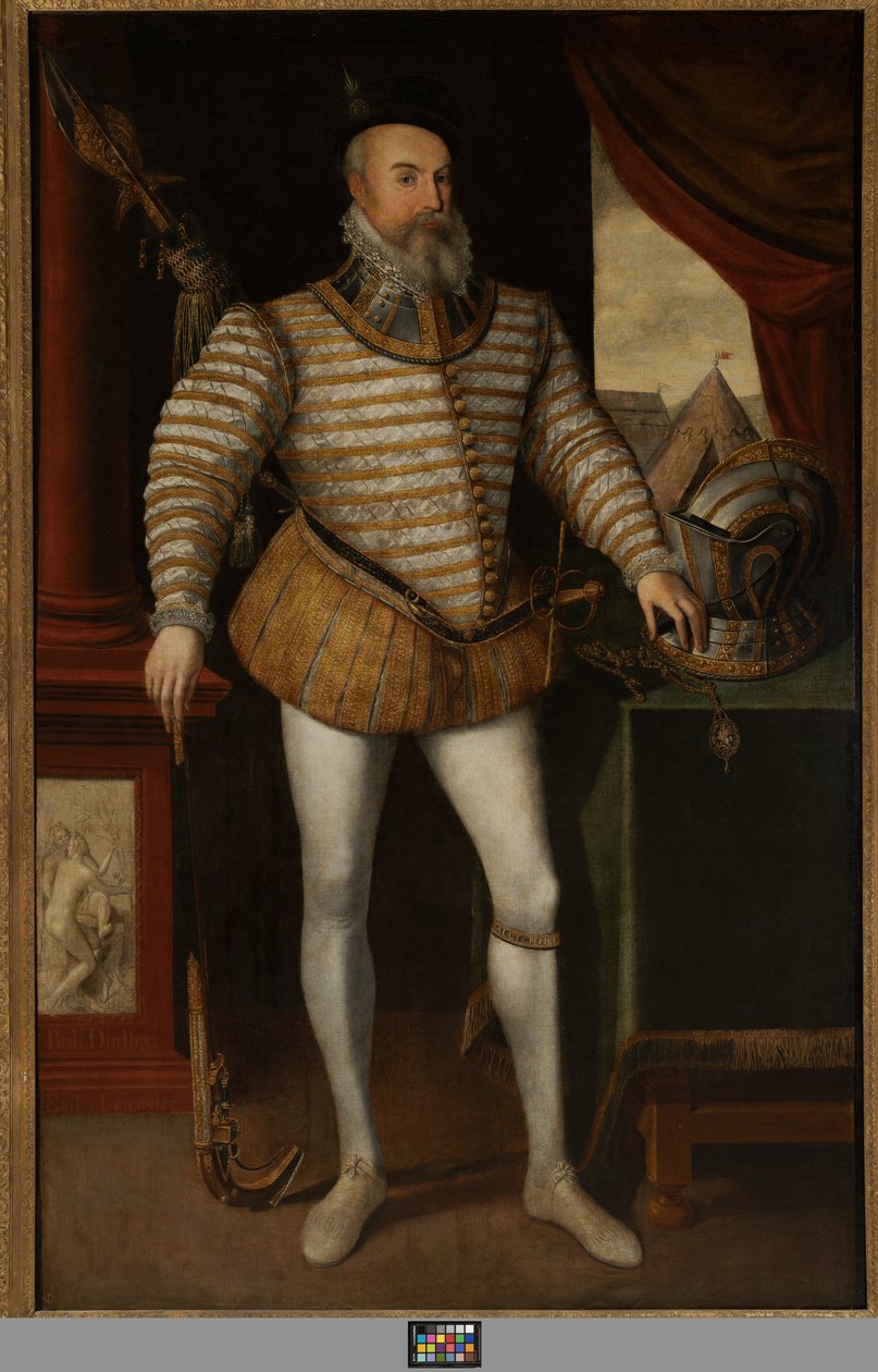 Robert Dudley, hrabia Leicester, ok. 1532-88 (olej na płótnie) autorstwa English School