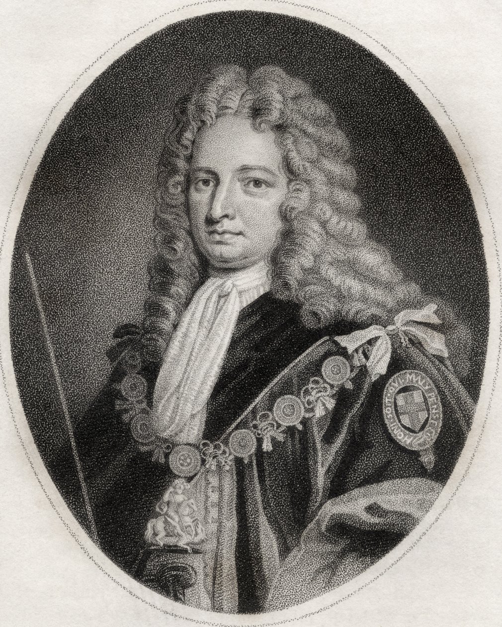 Robert Harley, sztychowany przez Maddoxa, ilustracja z „Katalogu autorów królewskich i szlachetnych, tom IV”, wydanego w 1806 r. autorstwa English School