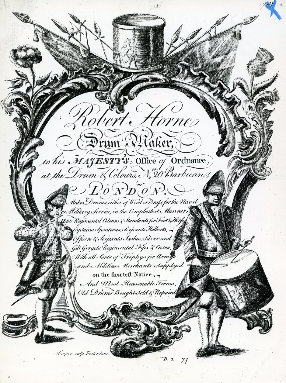 Robert Horne, twórca bębnów (grawerunek) autorstwa English School