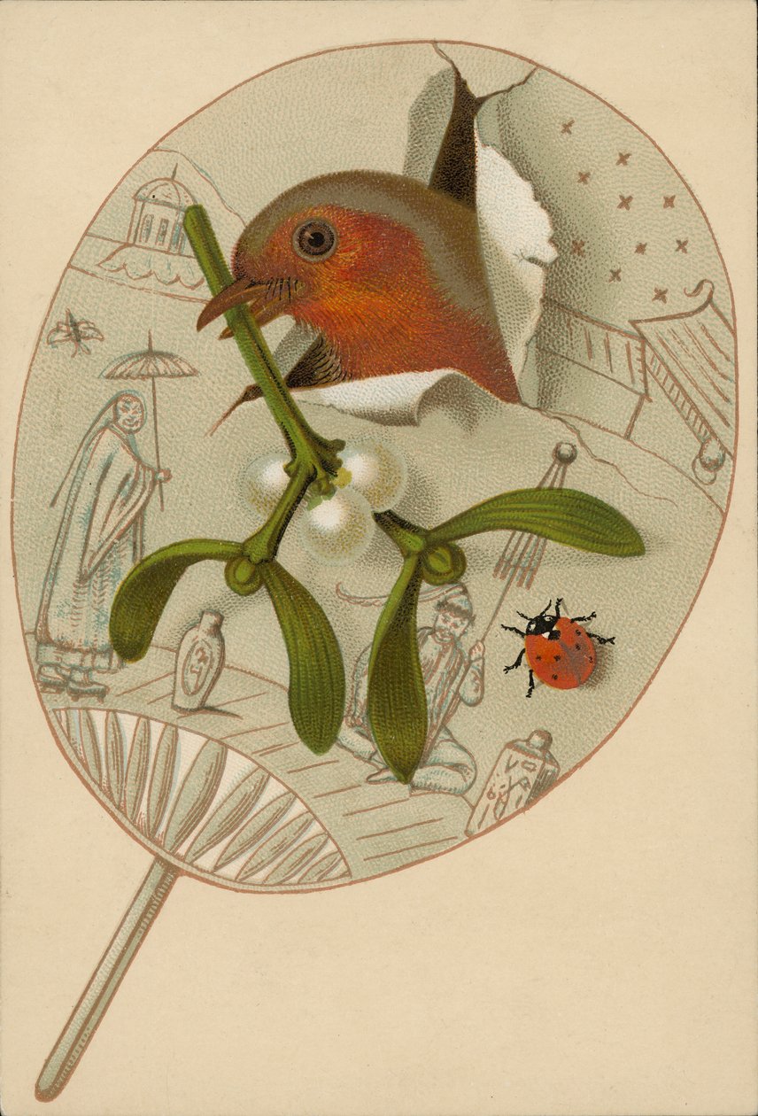 Robin i jemioła (chromolitho) autorstwa English School