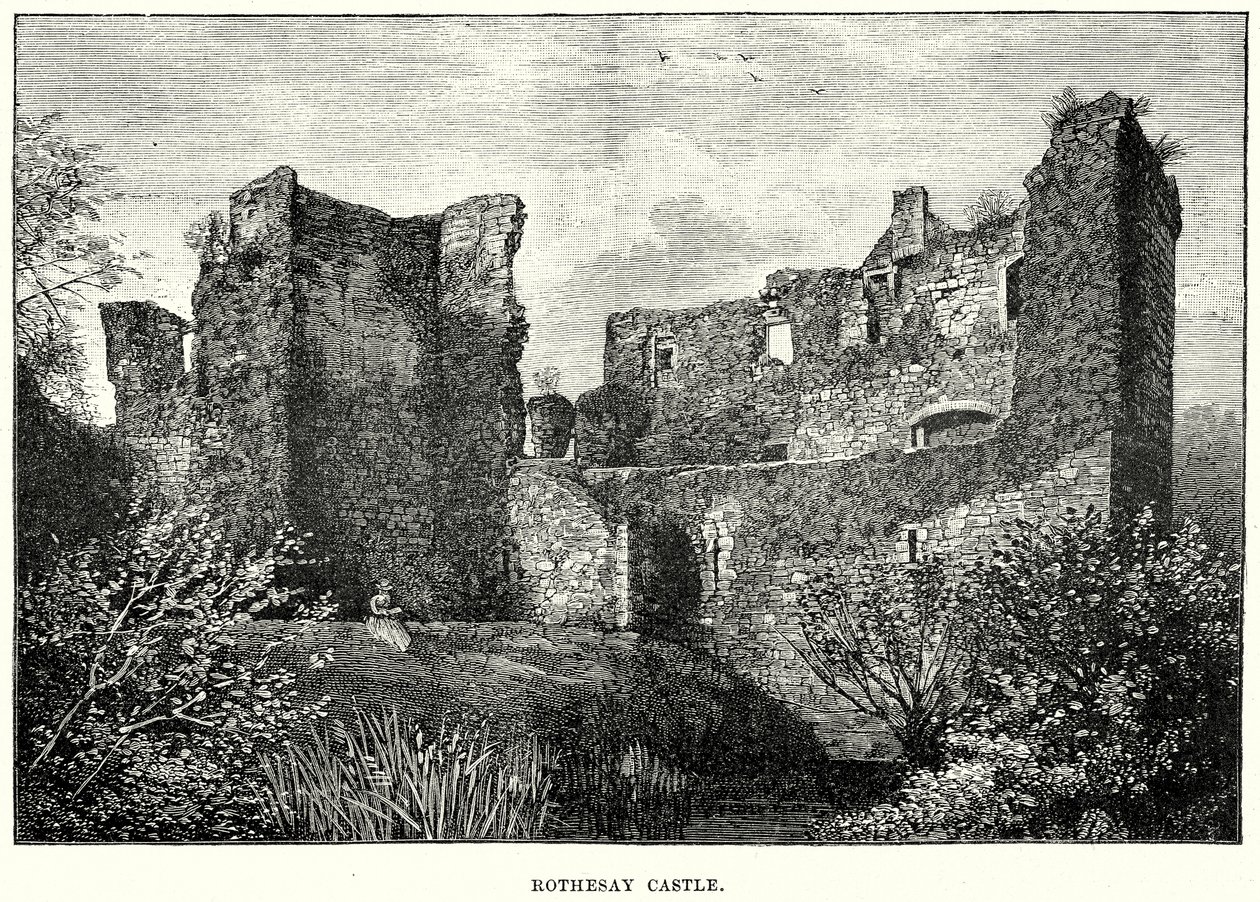 Zamek Rothesay (grawerunek) autorstwa English School