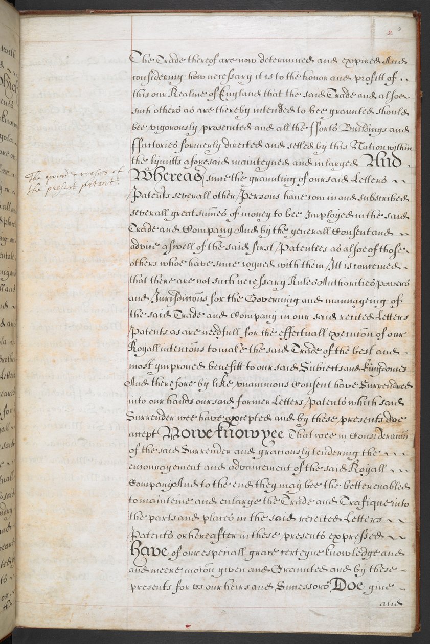 Royal Charter przyznany Royal English Merchant Adventurers Company handlującej w Afryce autorstwa English School