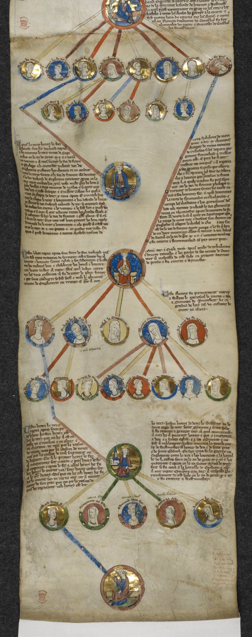 Royal MS 14 B V, Kronika genealogiczna królów angielskich, Henryk II do Edwarda I (pergamin) autorstwa English School