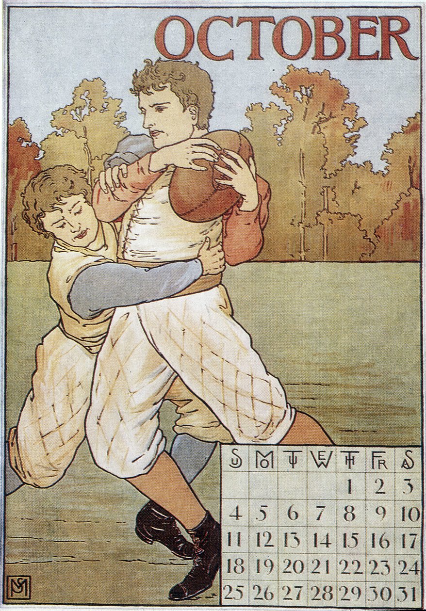 Rugbymen - kalendarz angielski, t. 1895 autorstwa English School