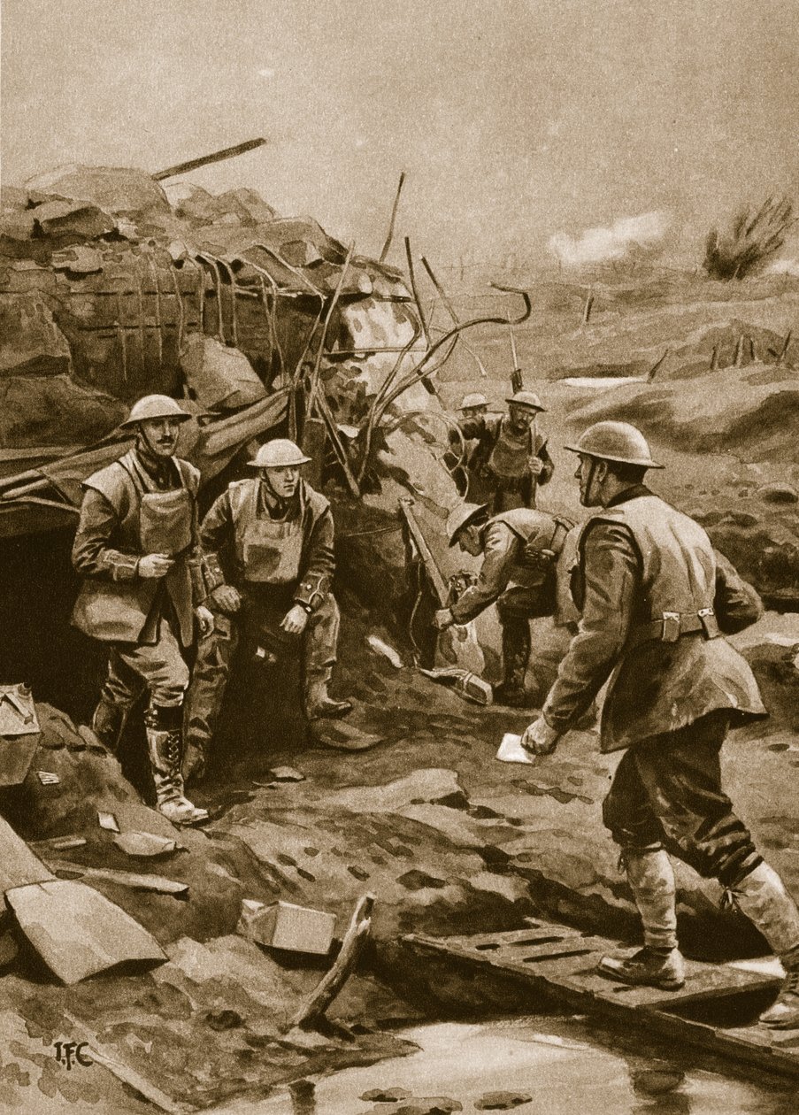 Biegacz dostarczający rozkazy na linię frontu, 1914-19 autorstwa English School