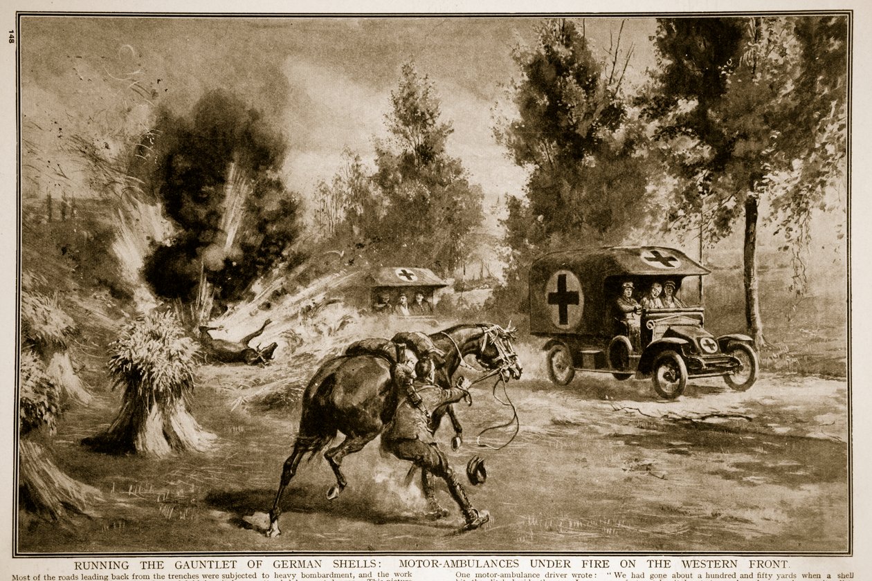 Prowadzenie rękawicy niemieckich pocisków: ambulanse pod ostrzałem na froncie zachodnim, 1914-19 autorstwa English School