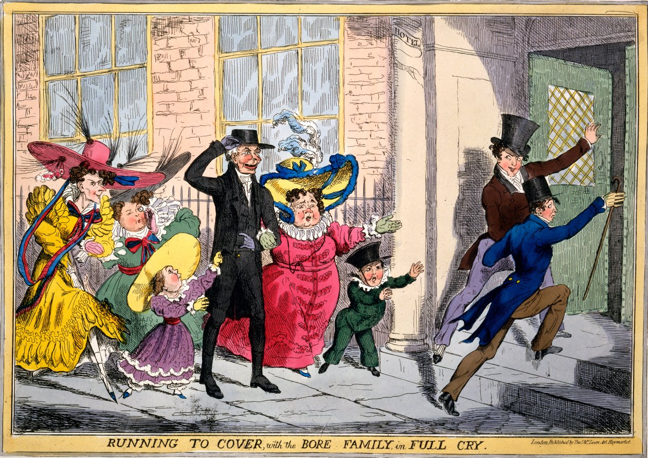 Running to Cover with the Bore Family in Full Cry, c.1830 (ręcznie barwiony grawerunek) autorstwa English School